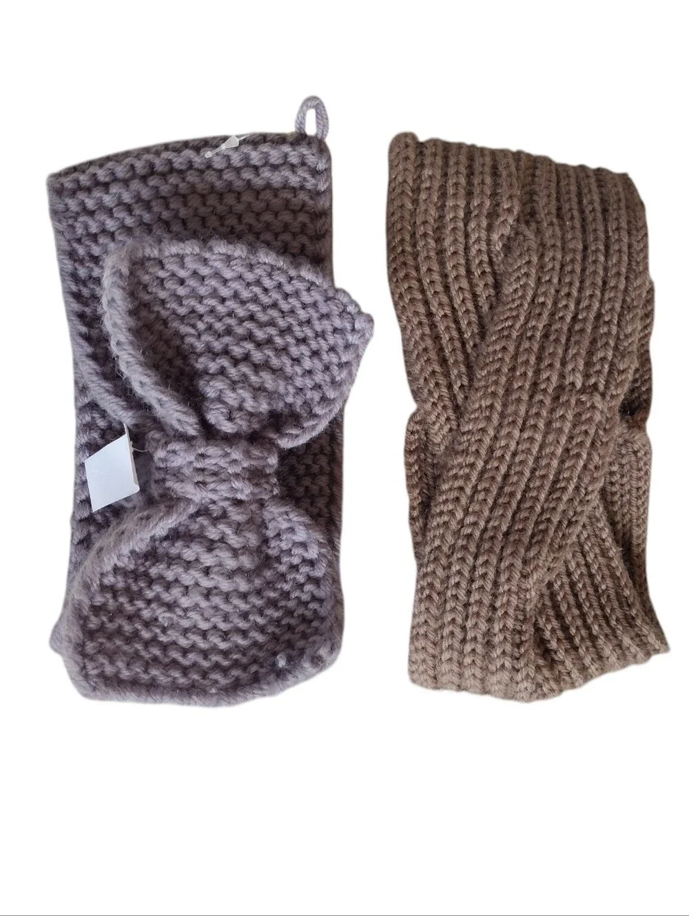 Kids Knit Headbands Set - Taupe and Brown